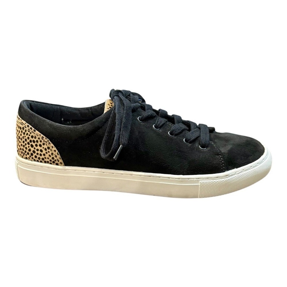 J.Crew Sneakers Women 8.5‎ Black Leopard Calf Hair Low Top Lace Up AS687 FA20